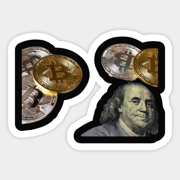 Bitcoin & Benjamin Franklin Sticker by Urshrt